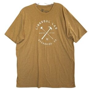 Linksoul Lab Graphic T Shirt Sz XL Mustard Yellow Soft Golf Make Par Not War